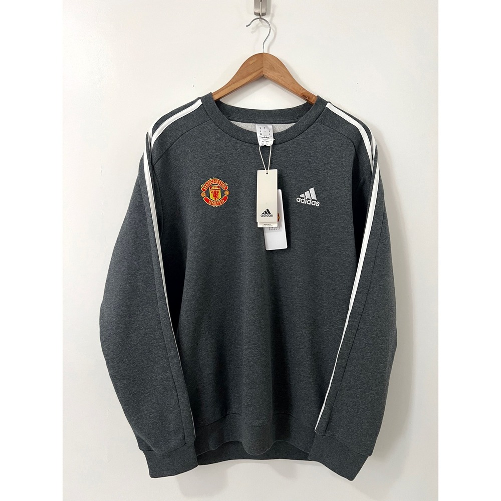 Adidas Manchester United FC Crewneck Sweatshirt Men's Charcoal Grey Size M